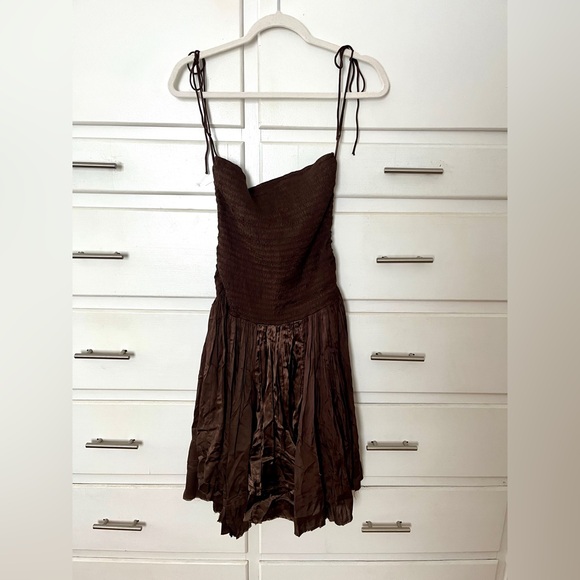 🆕 Free People Maya Strapless Brown convertible midi Dress or skirt size medium - Picture 7 of 14